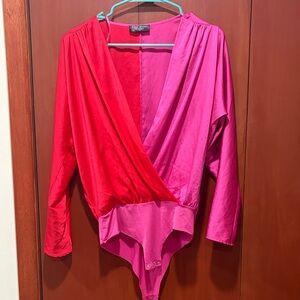Zara Red and Pink Crossbody Bodysuit